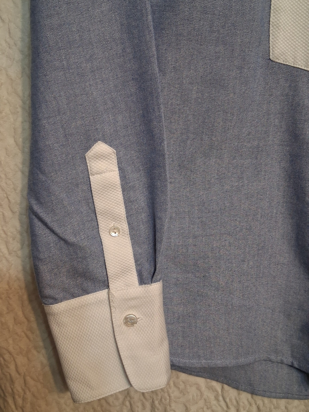 Veronica Beard Light Blue and White Bib Button Up Blouse - Picture 3 of 7
